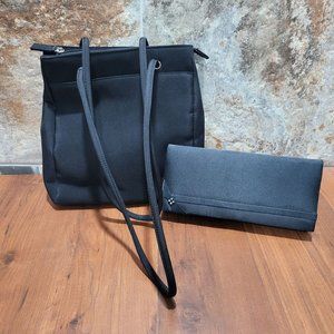 Black Croft & Barrow Shoulder Bag and Almondo Clutch Purse Bag Cocktail Evening